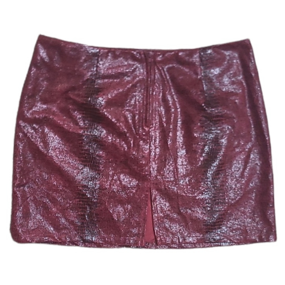 Red Python Pattern Mini Skirt - image 2